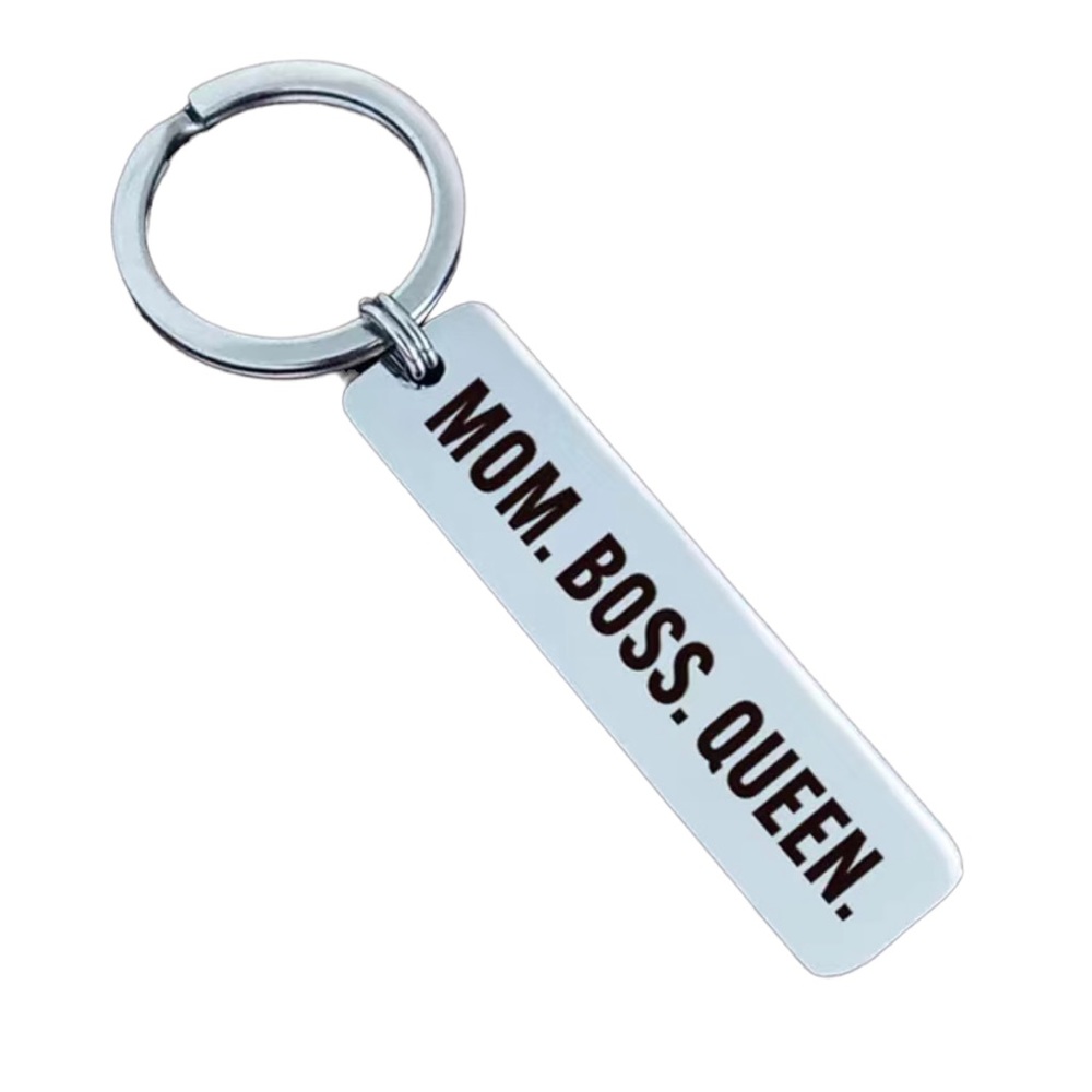 Silver Tone Mom Keychain